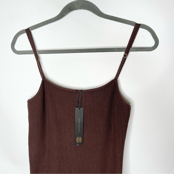 NWT House of Harlow 1960 Brown Ribbed Midi Bodycon Tank Top Dress Size Small - Picture 4 of 12